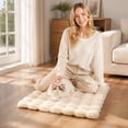 thumbnail image 5 of Pet Mat, Soft Fuzzy Plush, 1 Pack Warm Non Slip Cream White Bubble Textured 35.0 inch x 23.0 inch Pad, Cozy Resting Cushion for Small Medium Dogs Cats Indoor Sleeping Couch Floor Crate Use, 5 of 8