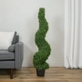 thumbnail image 2 of Northlight 48" Two Tone Green Artificial Spiral Boxwood Topiary Potted Tree, 2 of 5