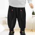 thumbnail image 4 of XinLfly Toddler Boys Corduroy Pants Cargo Sweatpants Solid Color with Pocket Elastic Waist Kids Casual Long Trousers,Black,6-7T, 4 of 8