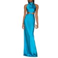 thumbnail image 1 of VISgogo Vestido largo con cuello halter casual para mujer Moda Color sólido Cintura hueca Vendaje Sin espalda Vestido ajustado VISgogo moda, 1 of 5