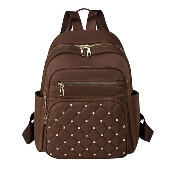 Stylago Women's Backpack Purse Mini Nylon Quilted Shopping Travel Daypack College Casual Schoolbags with Side Pockets Brown