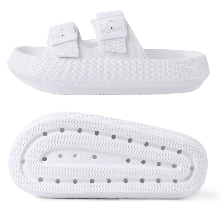 Oyang Women's Cloud Slides, Double Buckle Adjustable Summer Beach Pool  Pillow Slippers Thick Sole Cushion EVA Sandals 