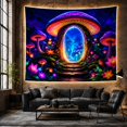 thumbnail image 6 of Bioluminescent Forest Night with Giant Mushroom Acts Gateway, Mystical Fantasy for Space Lovers, Galaxy Room Decor, Mother'S Day Gift, Tapestry Wall Hanging for Bedroom and Dorm, 6 of 7