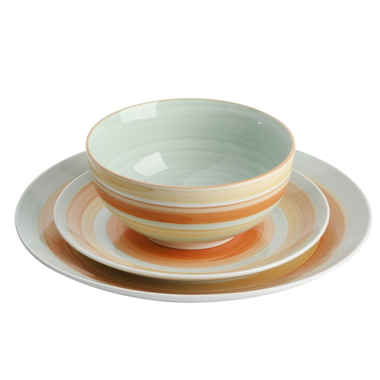 Wanda June Home Vintage Stripe 12-Piece Porcelain Dinnerware Set
