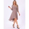 thumbnail image 2 of DARING DIVA Chiffon V-Neck Midi Cocktail Dress XL Grey Pink, 2 of 6