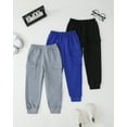 thumbnail image 2 of Toddler Boys Clothes Boys Pants Kids 3-Pack Joggers Toddler Cargo Casual Elastic Waist Pants for Boys 3T 4T 5T Size 6 7 Black Gray Blue, 2 of 7