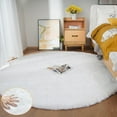 thumbnail image 2 of ORINOVA White Faux Rabbit Fluffy Fur Round Rug 5ft For Bedroom Circle Machine Washable Area Rugs For Living Room Nursery Rug, 2 of 8