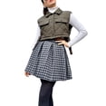 thumbnail image 2 of Qiylii Women Waistcoat, Solid Color Turn-down Collar Button-down Crop Tops, 2 of 7