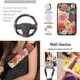 thumbnail image 5 of KUIFORTI Dahlia Floral Blossom Automotive Universal Seat Covers Set of 8 Steering Wheel Covers Seatbelt Strap Pads Auto Center Console Cover Pad Cushion Fit Automotive for SUV,Truck,Sedan, 5 of 5