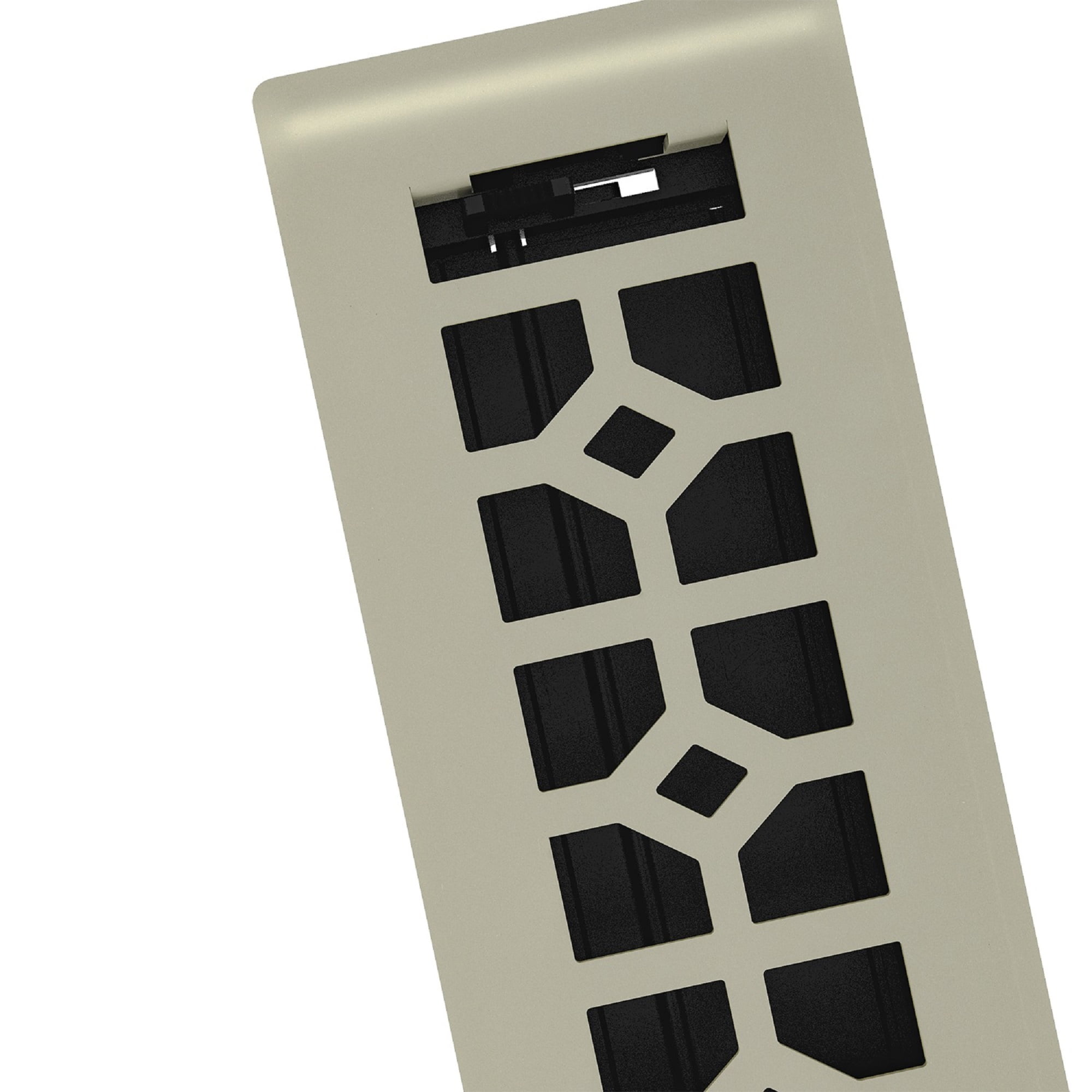 2in x 12in Templar Style Satin Nickel Metal Heating and Cooling Air Floor Register (2 PACK) - Overall 3 7/16" x 13 1/8"