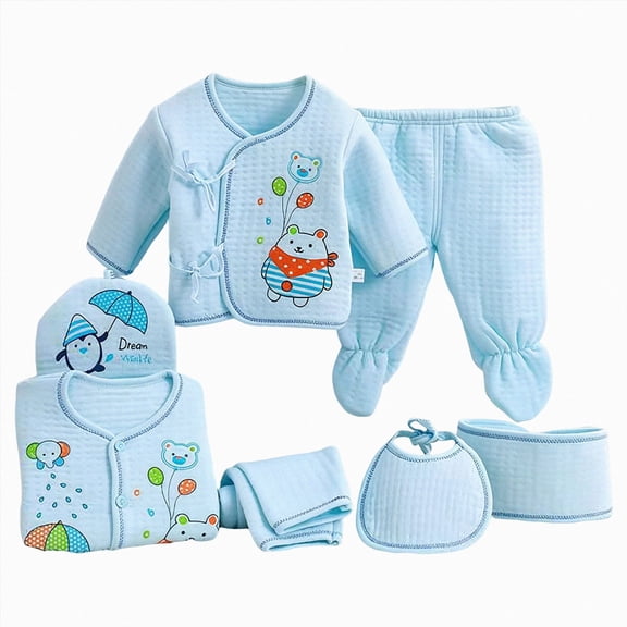 Zuwimk Baby Layette Clothes Set - 7 Piece New Born Boy Girl Gift Set, Baby Clothes Outfits & Newborn Essentials Must Haves - Newborn Clothes(A122-Light Blue)