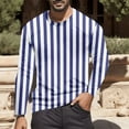 thumbnail image 2 of Mens T Shirts Casual Striped Color Blocked Crew Neck Long Sleeve Tees Stretchy Fall Warm Basic Trendy Men's Shirts Navy XXL, 2 of 4