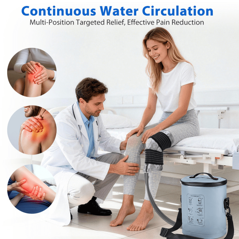 Portable Ice Machine for Knee, 14L Collapsible Ice Barrel with Programmable 6 Timer Cold Machine & Secure Straps, Cold Machine Apply to Arm, Ankle, Thigh