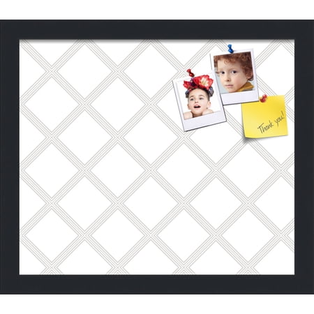 PinPix 14x12 Custom Cork Bulletin Board Diamond Modern Pattern Grey White Poster Board Has a Fabric Style Canvas Finish Framed in Diamond Modern Pattern Grey White by ArtToFrames (PinPix-1803)