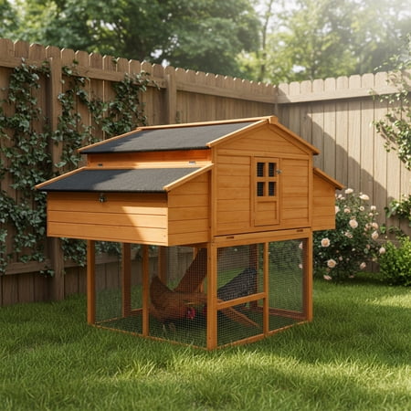 JUYG Outdoor Chicken House 2 Nesting Boxes Pull-Out Tray UV-Resistant Roof