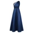 thumbnail image 3 of TiaoBug Girls' Sleeveless One Shoulder Rhinestone Satin Long Dress for Wedding Party Pageant Gown Navy Blue 14, 3 of 6