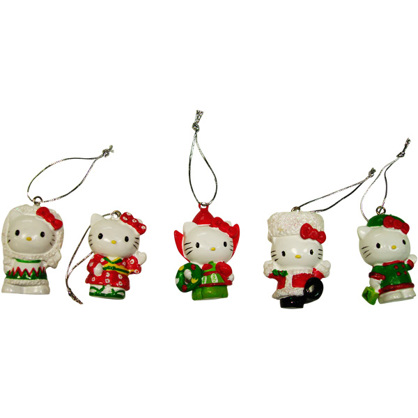 Hello Kitty 3D Christmas 5 Piece Ornament Set