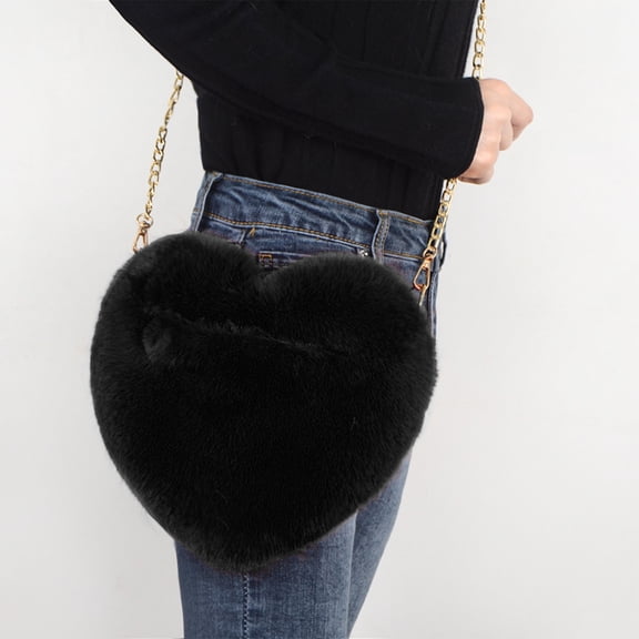 Bag for Women, 1pc Fashion Heart Shaped Crossbody Bag For Women Cute Chain Shoulder Handbag With Zip Closure Soft Faux Coin Purse Lined Synthetic Material, Family Gifts