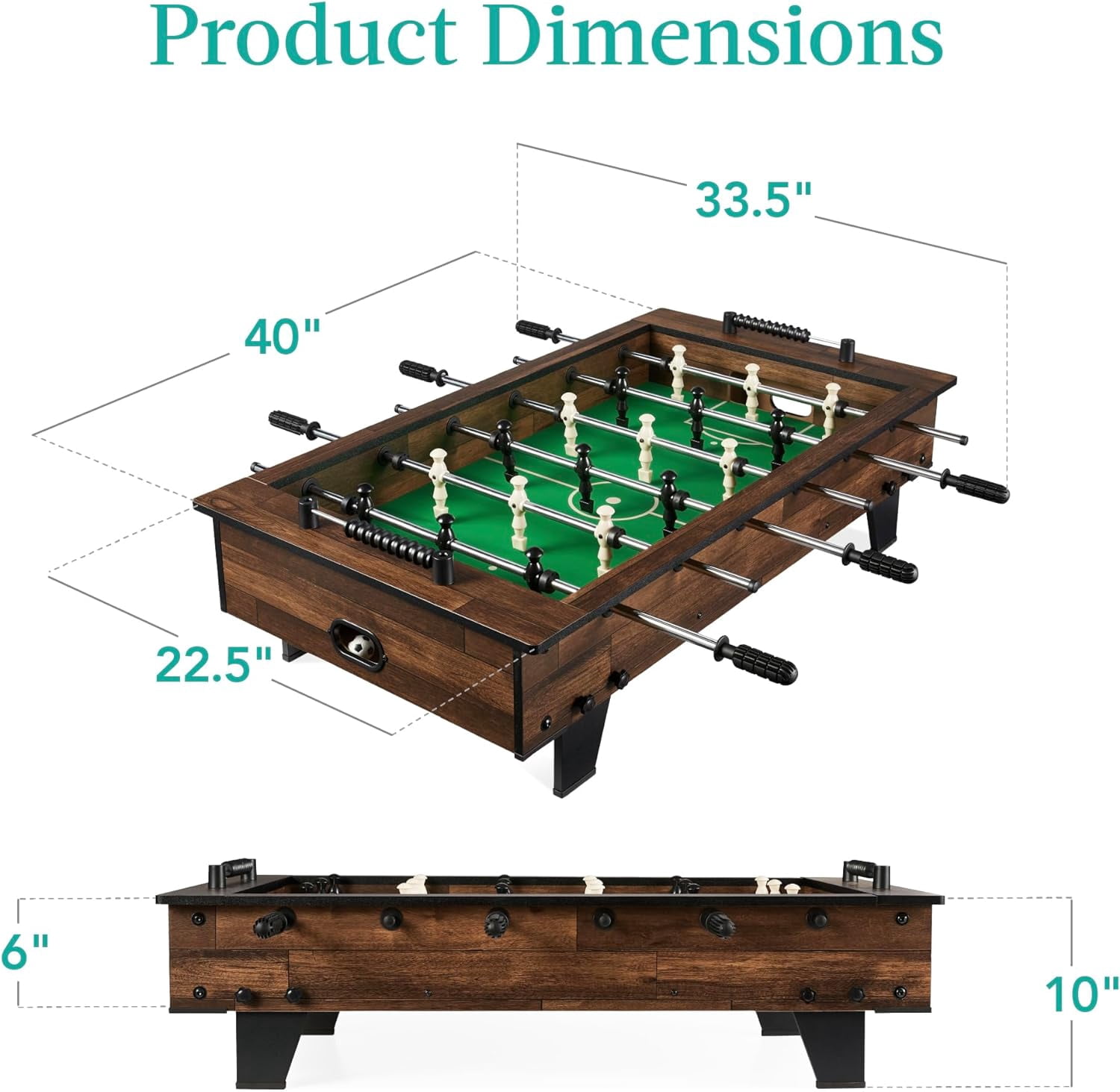 WBTER 40in Tabletop Foosball Table, Compact Mini Arcade Table Hand Soccer for Kids and Adults, Home, Game Room w/ 2 Balls