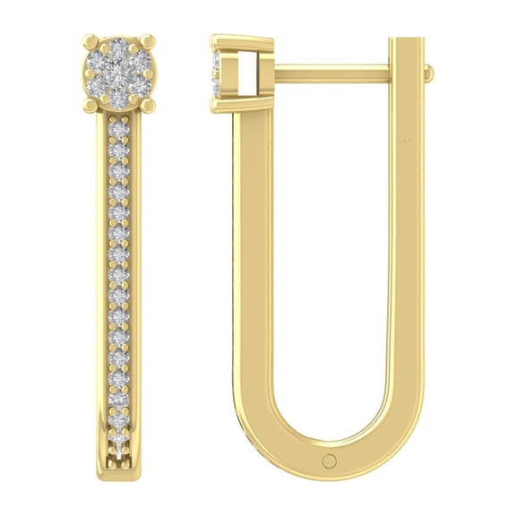 Araiya 14K Yellow Gold Diamond Hoop Earrings for Women (1/4 cttw, I-J Color, I2-I3 Clarity)