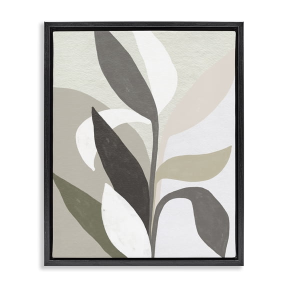 Stupell Industries Scandinavian Soft Modern Organic Leaves Black Floating Frame Canvas Art, 17 x 21, by June Erica Vess
