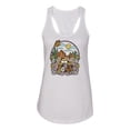 thumbnail image 2 of Wild Bobby Trendy Landscape With Daisies Cactus Monarch Butterfly Nature Lover Women Racerback Tank Top, White, X-Large, 2 of 6