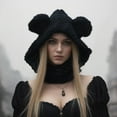 thumbnail image 3 of Weflink Bear Ear Knitted Scarf Hat Winter Warm Hat Thicken Face Neck Gaiter Balaclava For Women Snow Sport And Outdoor Activity, 3 of 17
