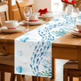 thumbnail image 5 of Blue Coastal Jellyfish Table Runner 72 Inches, Fish Coral Ocean Life Underwater Bed Runner Dresser Scarves Tabletop for Indoor Outdoor Parties/Ceremony/Banquet, 13" x 72", 5 of 9
