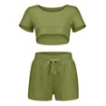 thumbnail image 3 of Femmes Home Fashion Short Taille Élastique Solide Deux Pièces Survêtement Ensembles, 3 of 9
