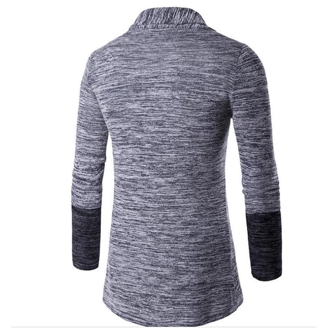 Cardigan Tricoté pour Hommes Automne Hiver Mode Patchwork Patte Contrastée Élégant Confortable Chaud Décontracté Ajusté