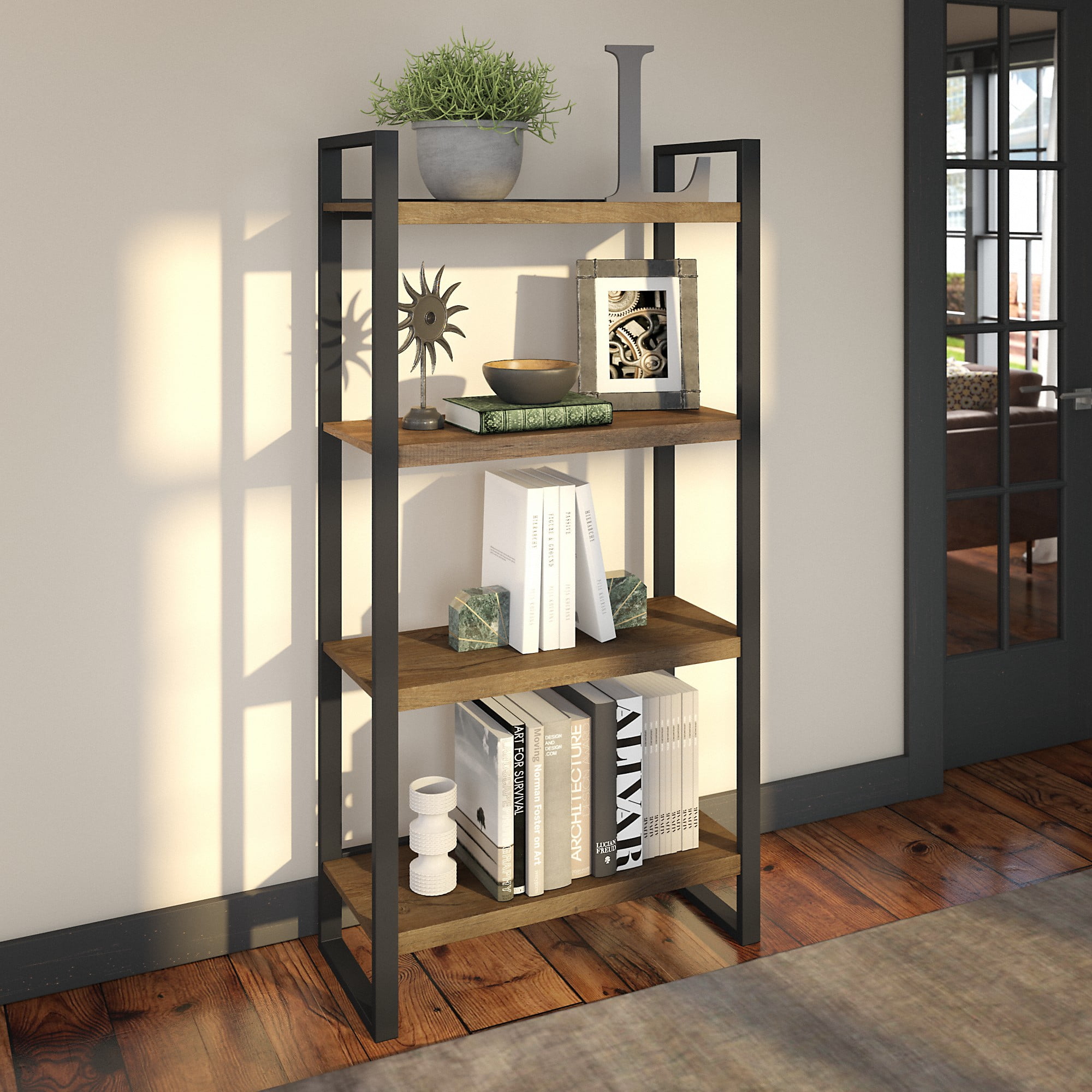 5 Days Express Shipping Black Movable Bookcase Steel Bookshelf Trolley 