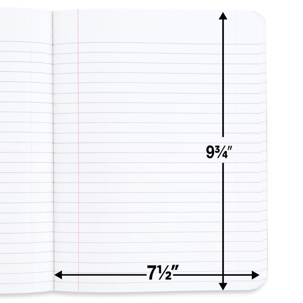 (4 pack) Five Star Composition Book, Wide Ruled, 100 Sheets, Fire Red (950000H-WMT)
