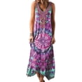 thumbnail image 1 of Innerwin Robe Longue à Col en V pour Femme, Robe d'Été de Plage, Boîte de Nuit, Teinture sur Nœuds, Bohème, Maxi, Violet, P, 1 of 2