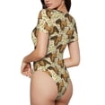 thumbnail image 3 of Haiem Cute Squirrel with Green Leaves Women's Crew Neck Short Sleeve Bodysuit Tops Stretchy Slim Basic-X-Large, 3 of 8