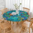 thumbnail image 3 of Colorful Butterfly Pattern Round Fitted Tablecloth with Elastic Edge,Dining Table Cover Waterproof,Outdoor Round Tablecloth for Camping,Dining,Indoor and Outdoor, 3 of 7