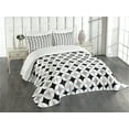 thumbnail image 3 of Ambesonne Mid Century Quilted Bedspread Set 3 Pcs, Retro Style Atomic, King Size, Pale Grey Black Red, 3 of 5