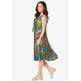 thumbnail image 3 of Roaman's Women's Plus Size Hand-Crinkled A-Line Dress With Tassel Ties, 3 of 5