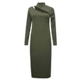 thumbnail image 4 of TAIAOJING Women A-Line Dress Long Sleeve Small Turtleneck Skinny Knit Off Shoulder Fall Clothes Dresses Vestido De Mujer, 4 of 4