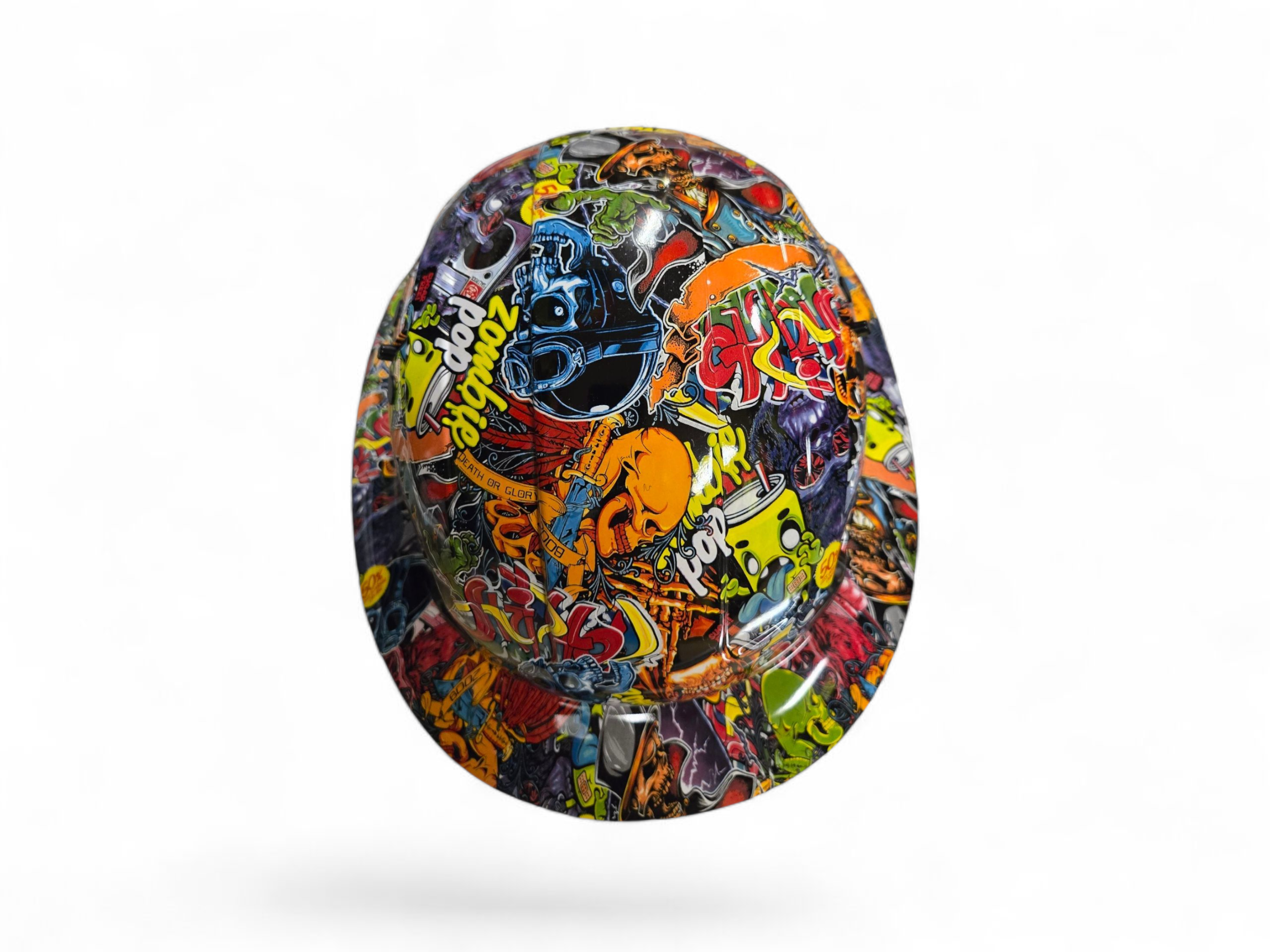 HDPE Hydro Dipped  Graffiti  Full Brim Hard Hat with Fas-trac Suspension