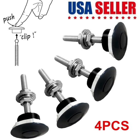 4PCS Aluminum Bumper Quick Release Fasteners Kit Universal Car Trunk Fender Hatch Lid Quick Latch Kit Front Rear Bumper Retainer Clips Washers Auto Body Modification Hardware