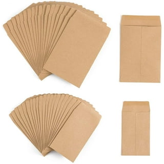 100 Pieces Seed Packets Envelopes, 4.7x3.2 Self Sealing Kraft Seed Saving Envelopes with Printed Seed Collecting Template for Seeds, Small Paper