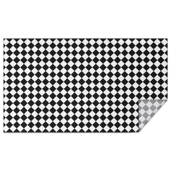 Black White Diamond Checkered Pattern Rectangle Tablecloth 60"x102",Waterproof Polyester Rectangle Table Cloth, Wipeable Spillproof Polyester Tablecloth for Dining, Camping, Indoor and Outdoor