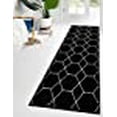 thumbnail image 3 of Unique Loom 3146686 2 x 6 ft. Geometric Trellis Frieze Runner Rug, Black, 3 of 15