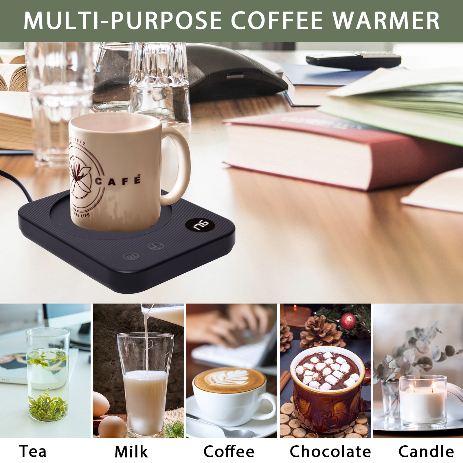 VOBAGA Coffee Mug Warmer & Cup Set, Electric Beverage Warmer with