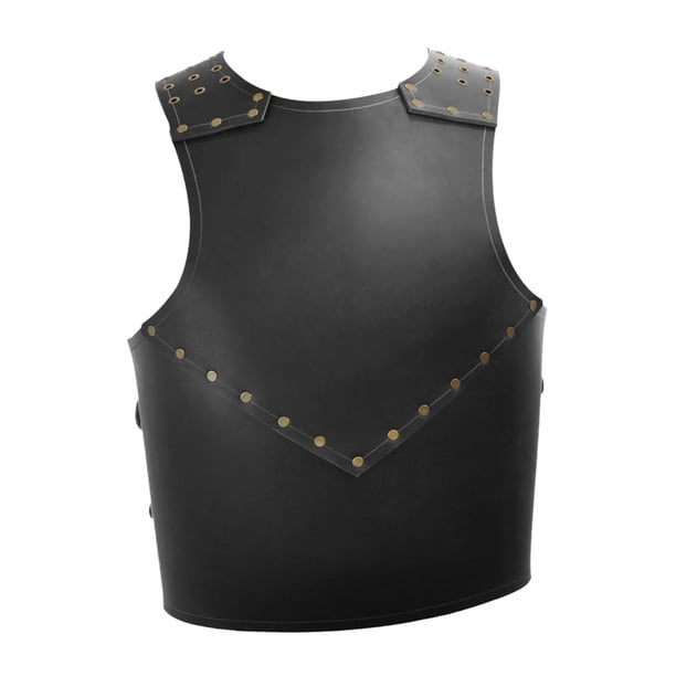 Armadura de pecho medieval, diseño gótico retro, para hombres y mujeres, chaleco de caballero, chaleco con armadura Negro