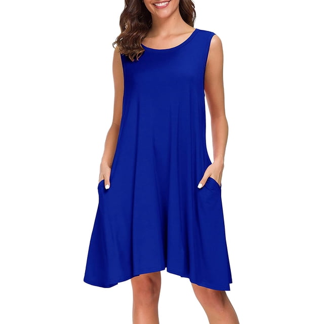 Robes T-Shirt Décontractées d'Été pour Femmes Robe Ample Simple avec Poches