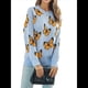 thumbnail image 3 of Suéteres de Punto con Estampado de Mariposas para Mujer, Informales, de Larga y Cuello Redondo Azul y Amarillo S, 3 of 7