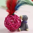 thumbnail image 2 of Cat Ball Toy Rattan Built-in Bell Fake Feather Cat Play Toy Cat Interactive Toy, 2 of 4