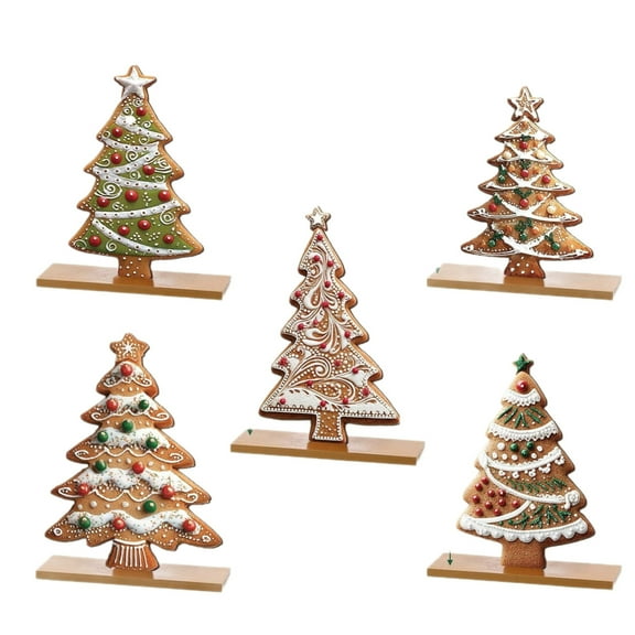 JIhuahe 5-Piece Wooden Christmas Gingerbread Tabletop Decorations, Holiday Centerpieces for Dining Table, Festive Home Accents for Christmas Party and Seasonal Display