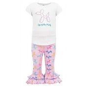 Girls Life of The Party Flare Pant Birthday Outfit (8) Pink